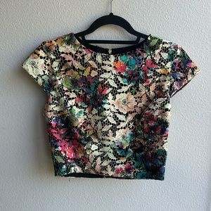 Nicole Miller Rainbow lace crop top